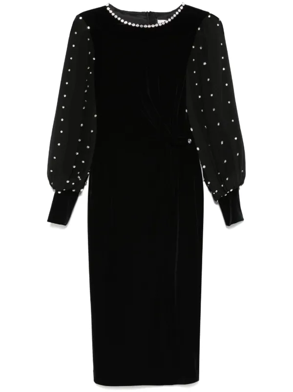 NISSA crystal-embellished Midi Dress | Black | FARFETCH