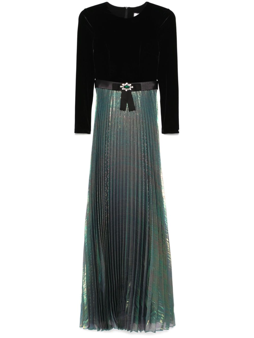 embellished lamé maxi dress