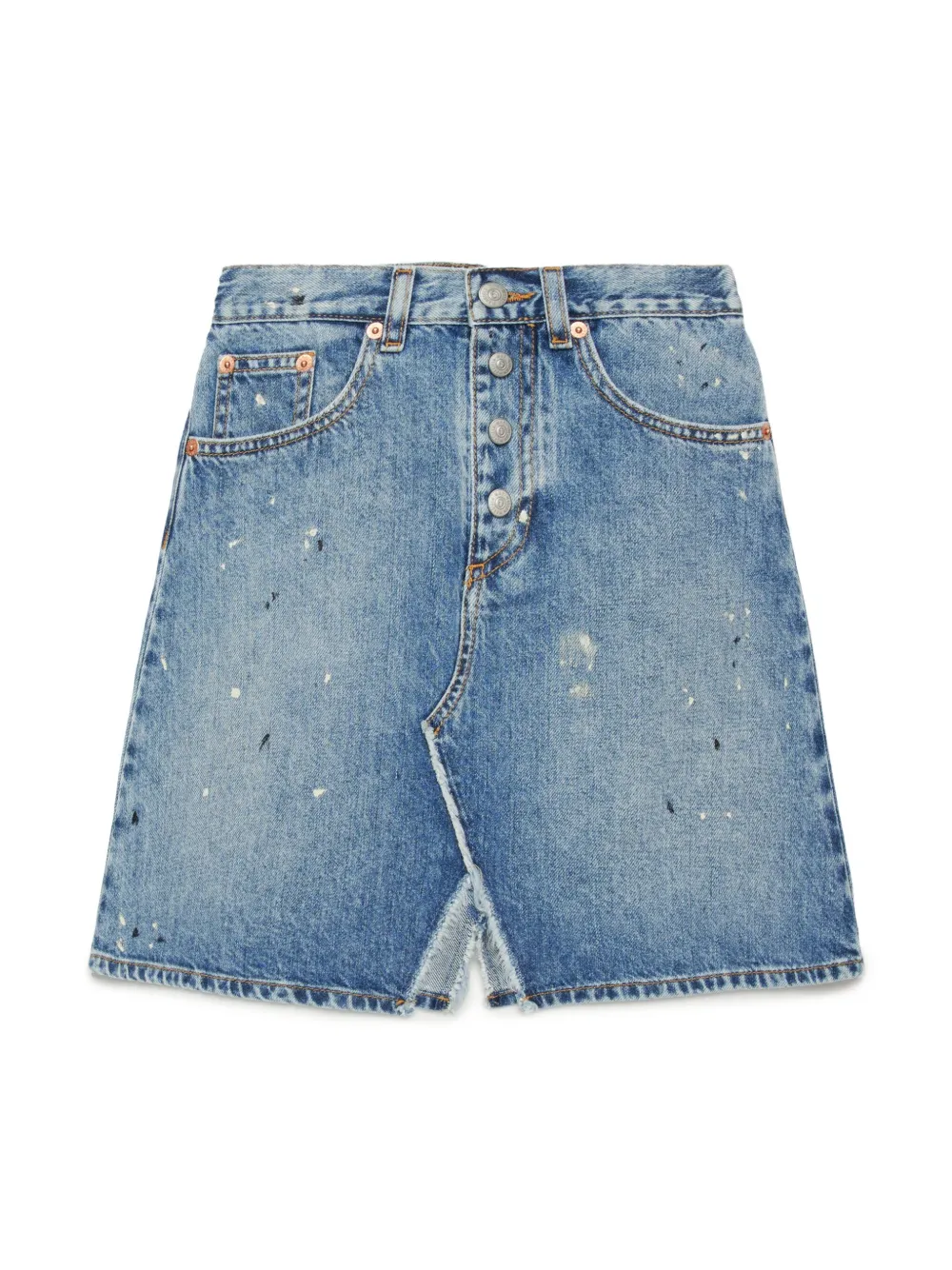 MM6 Maison Margiela Kids paint-splatter denim skirt - Blue