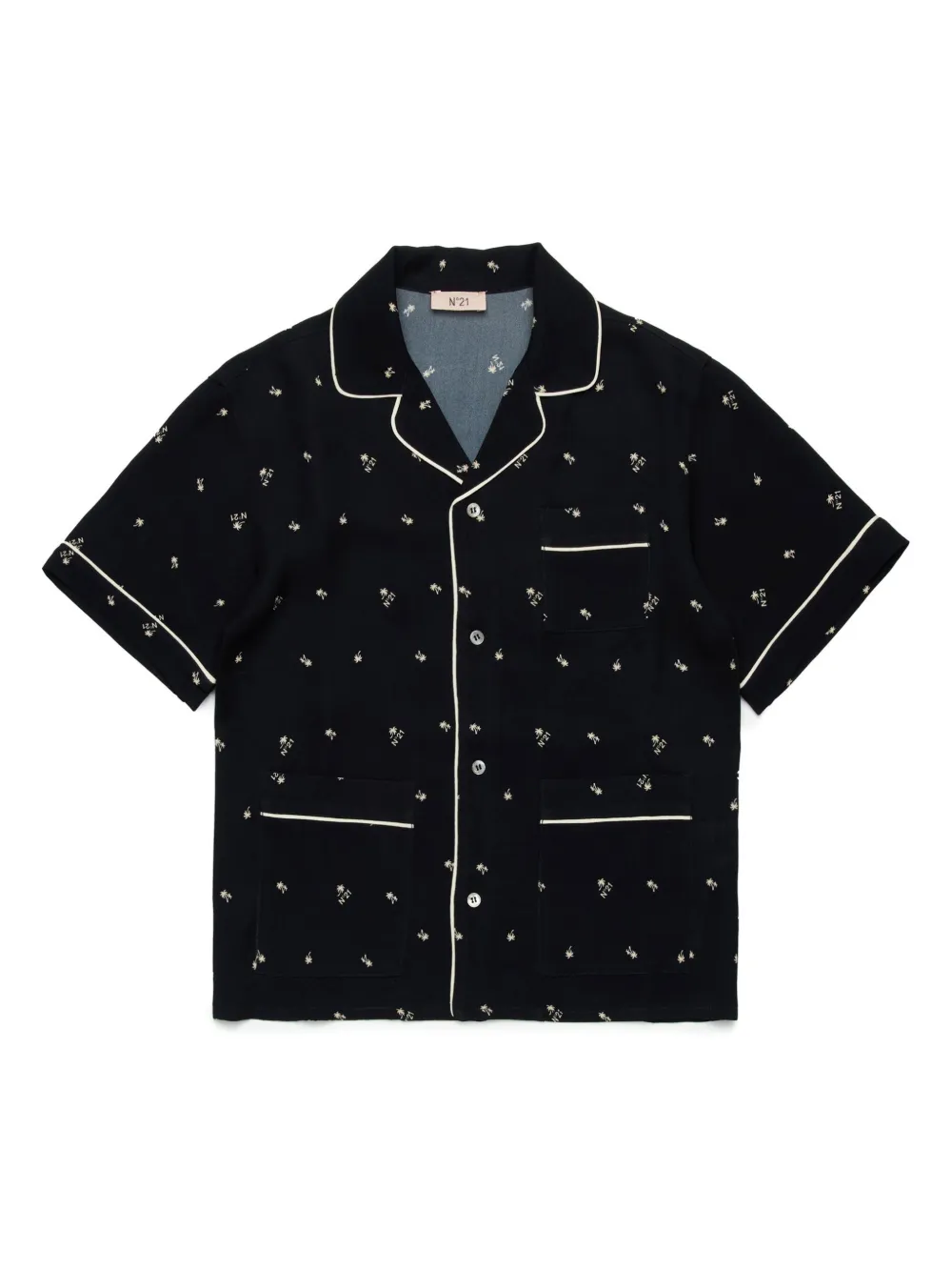 Nº21 Kids logo-pattern shirt | Black | Image 1