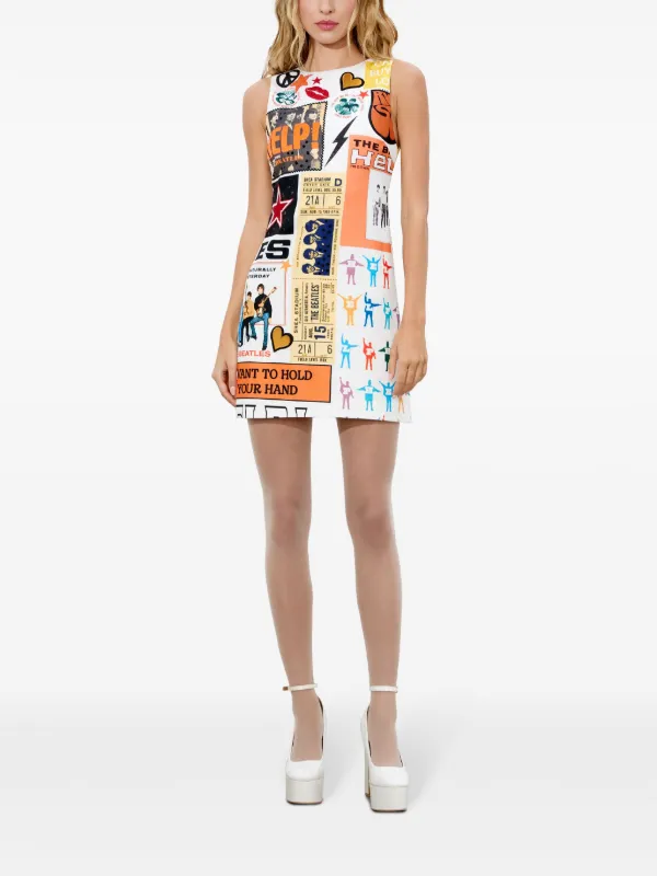 【Alice+Olivia】CLYDE ヴィーガン スネークスキン ミニドレス Clyde Vegan Mini Dress In Camel/black Snake | Alice + Olivia