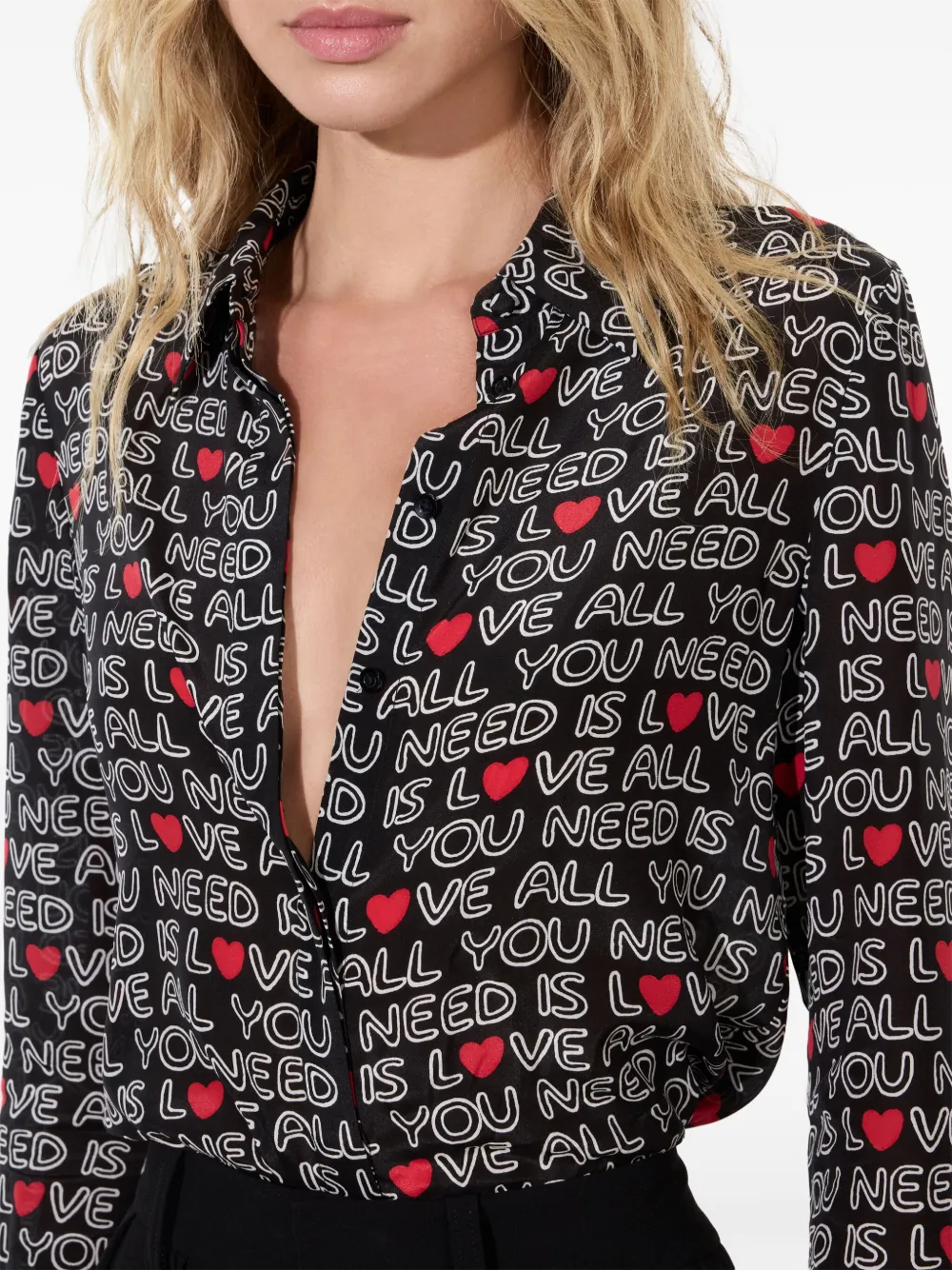Shop Alice And Olivia X The Beatles Willa Shirt In 黑色