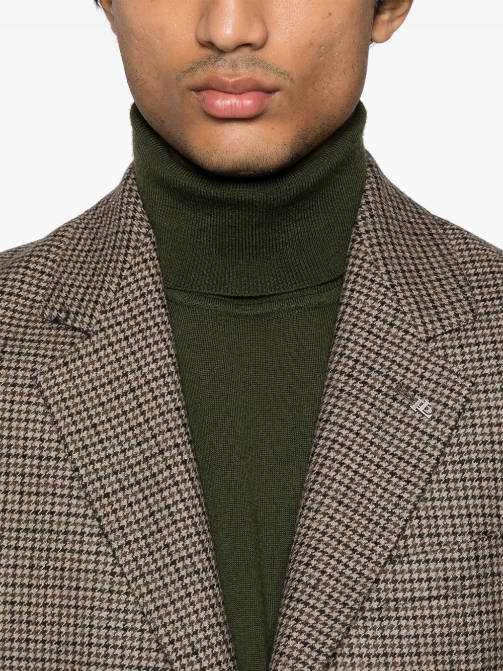 Shop Tagliatore Dogtooth Blazer In Brown