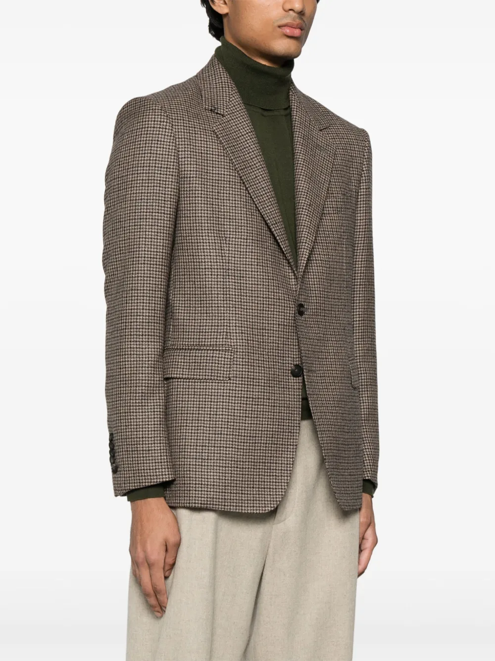 Shop Tagliatore Dogtooth Blazer In Brown