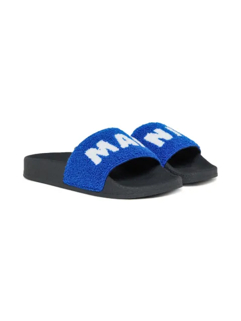 Marni Kids 로고 자카드 슬라이더 샌들