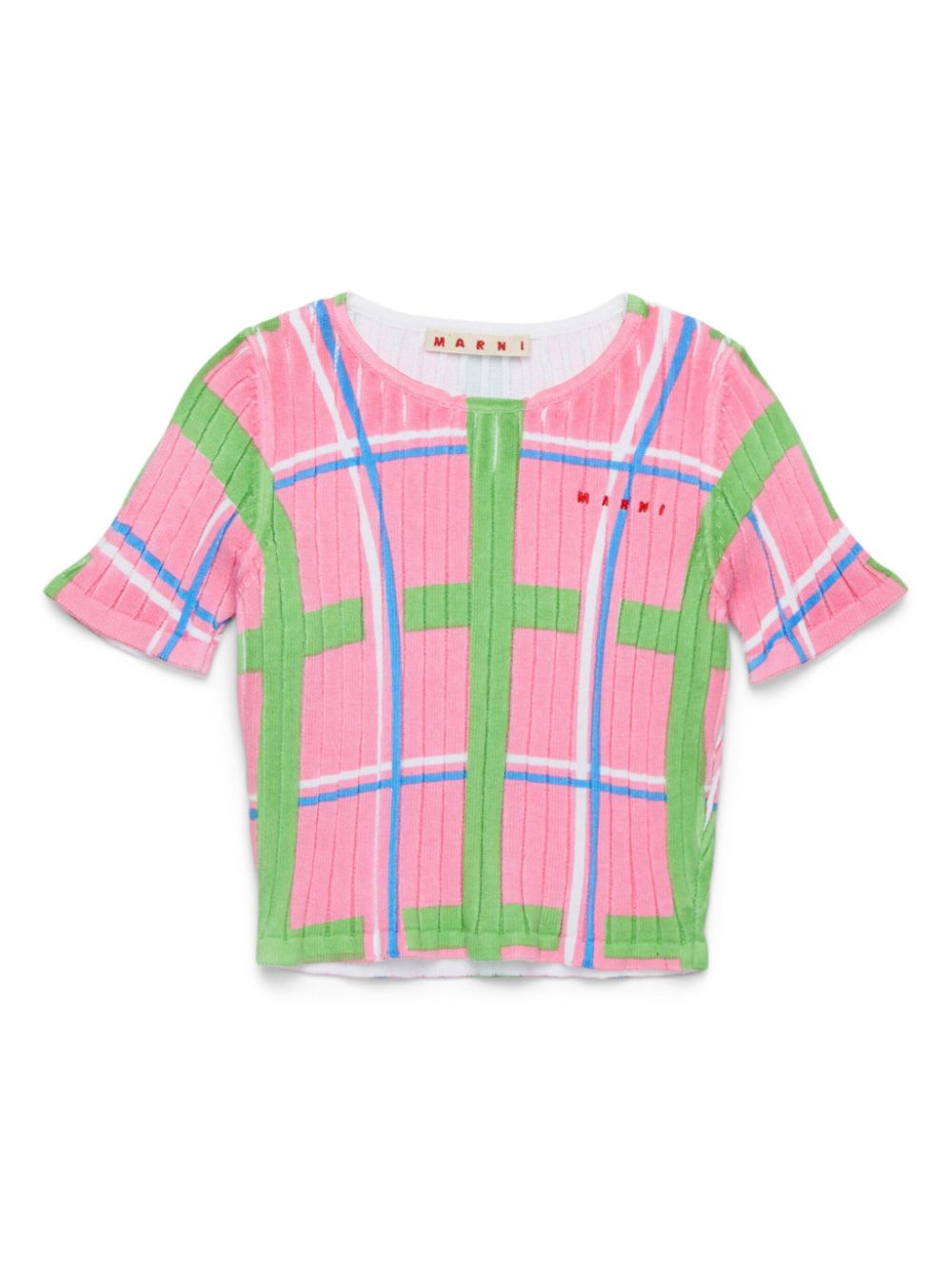 Marni Kids checked T-shirt - Pink