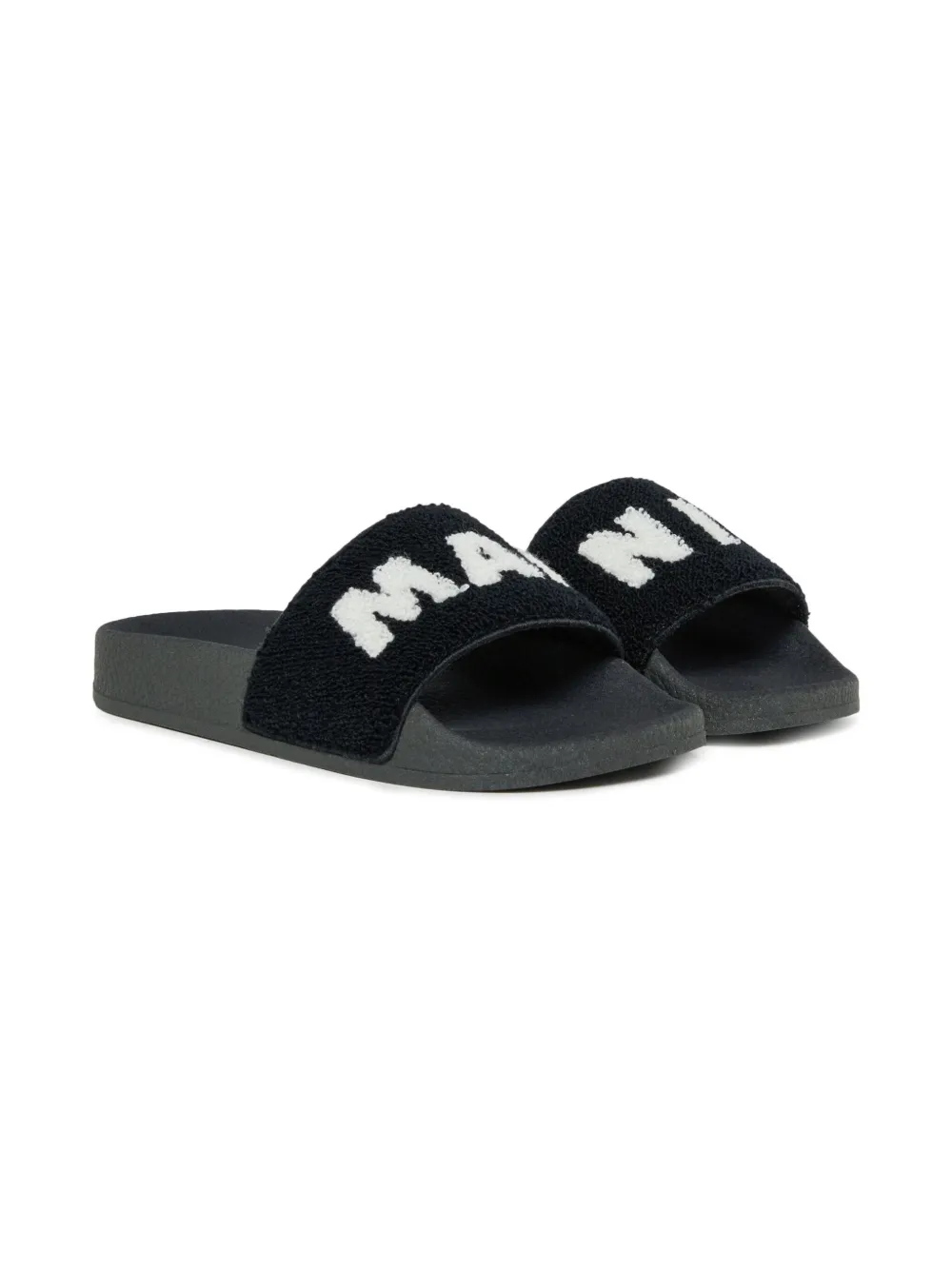 Marni Kids logo-jacquard slides Black