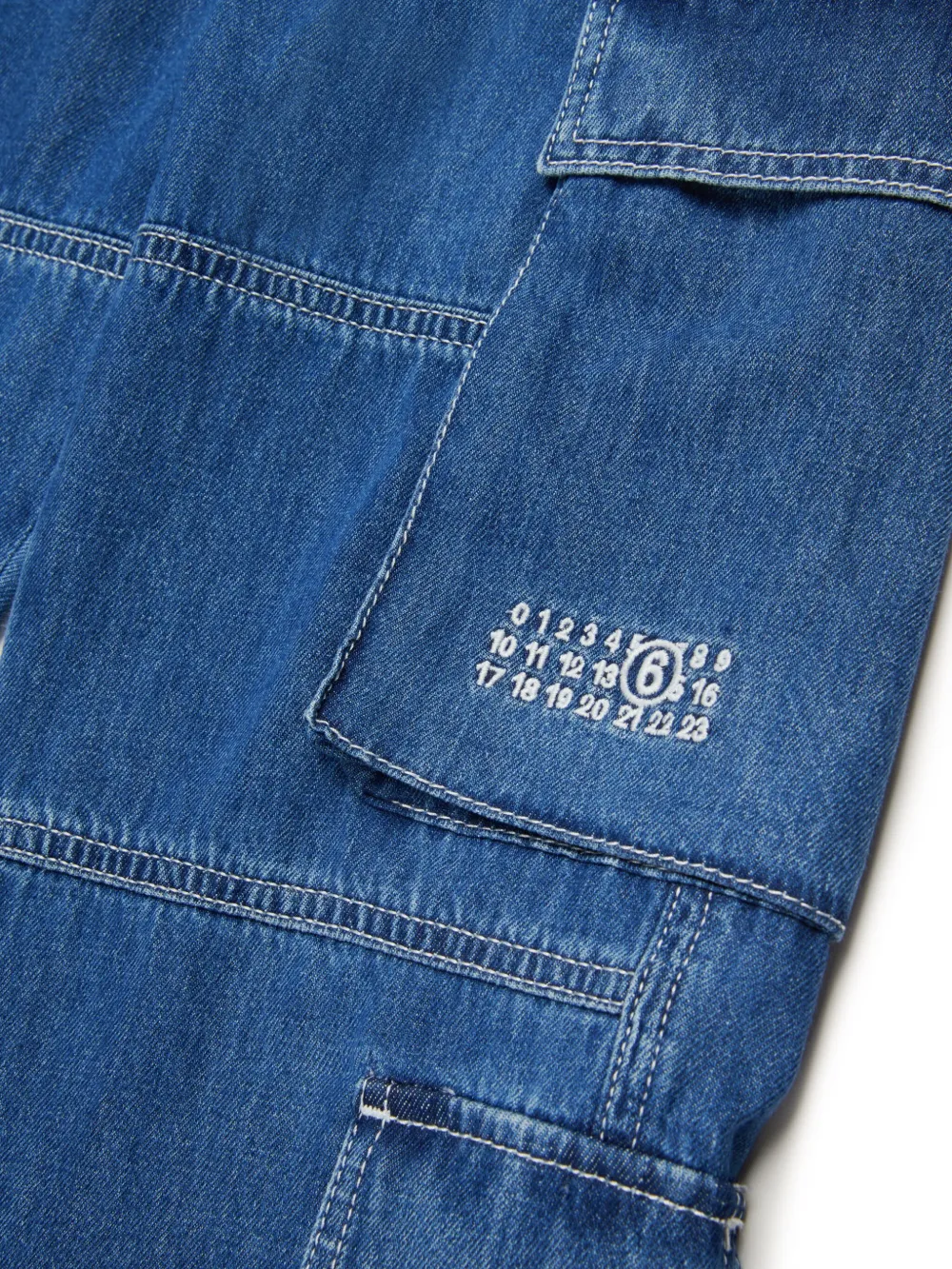 MM6 Maison Margiela Kids Jeans met cargo zak Blauw