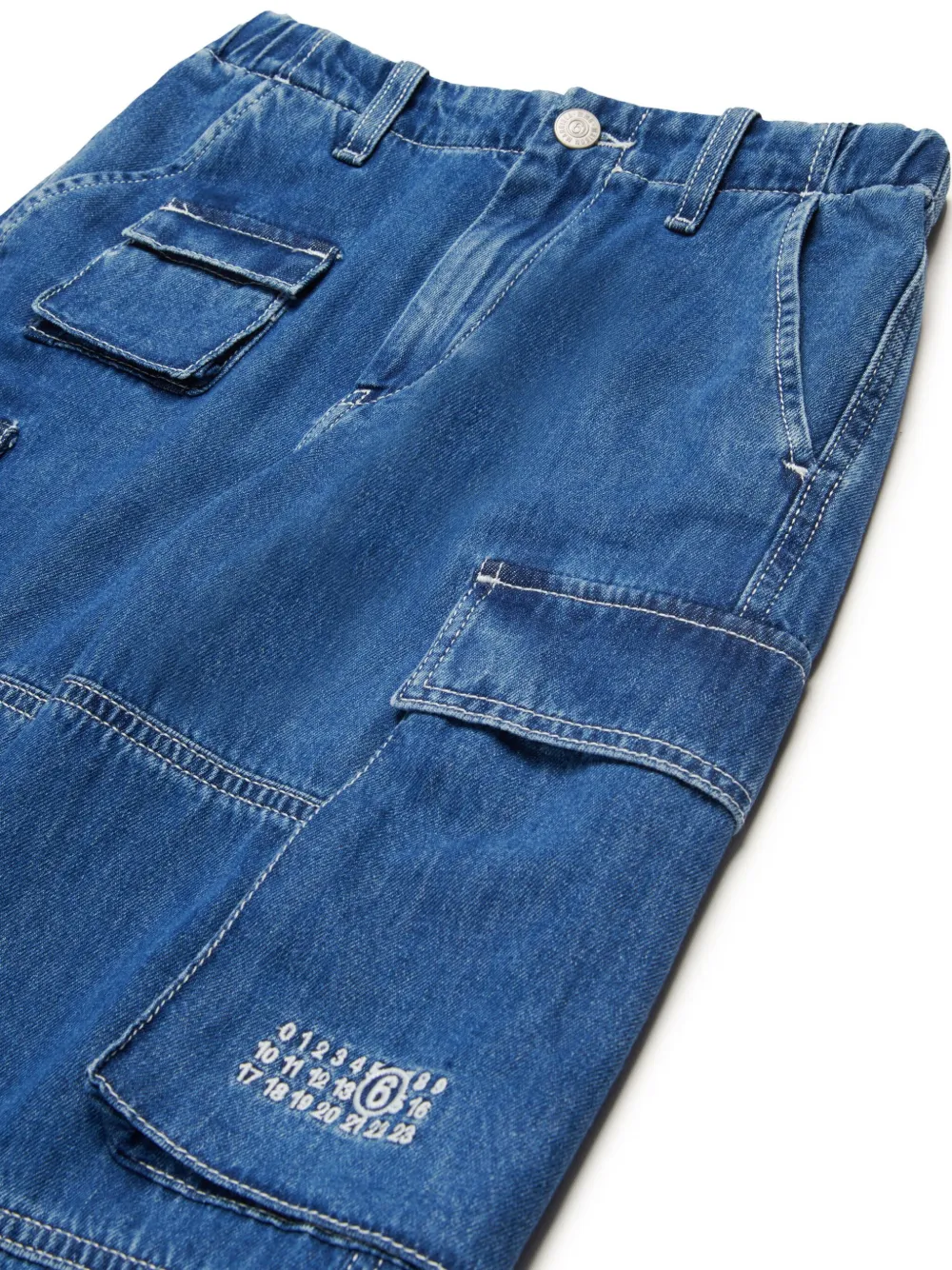 MM6 Maison Margiela Kids Jeans met cargo zak Blauw