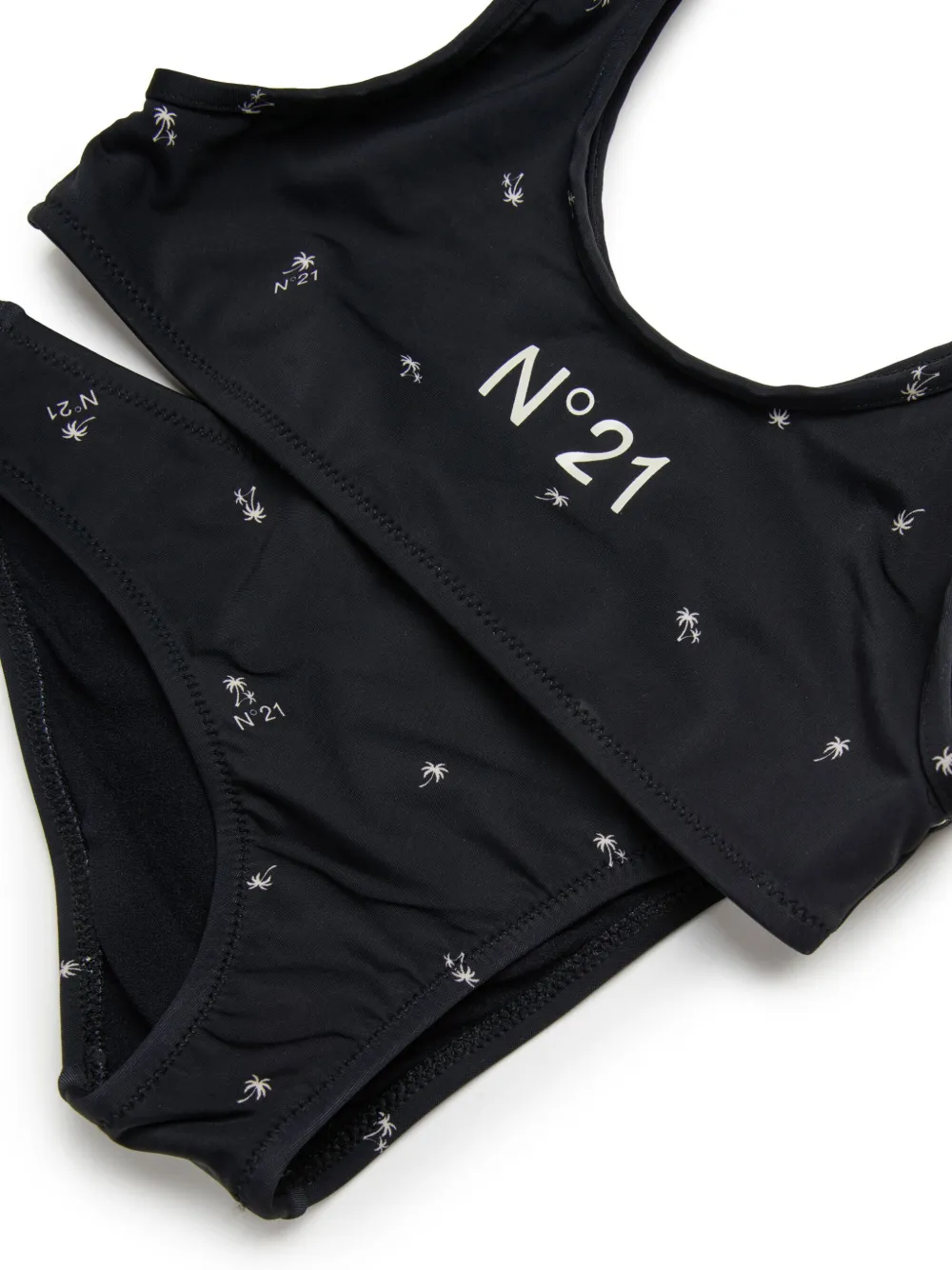 Nº21 Kids Bikini met palmboomprint Zwart