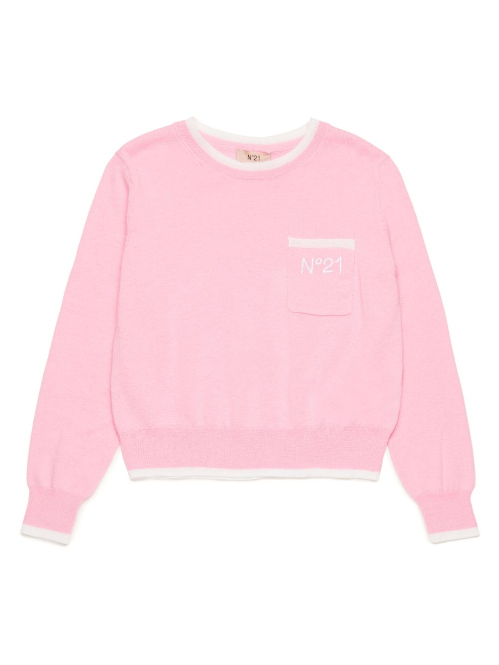 Nº21 Kids logo-embroidery jumper - Pink