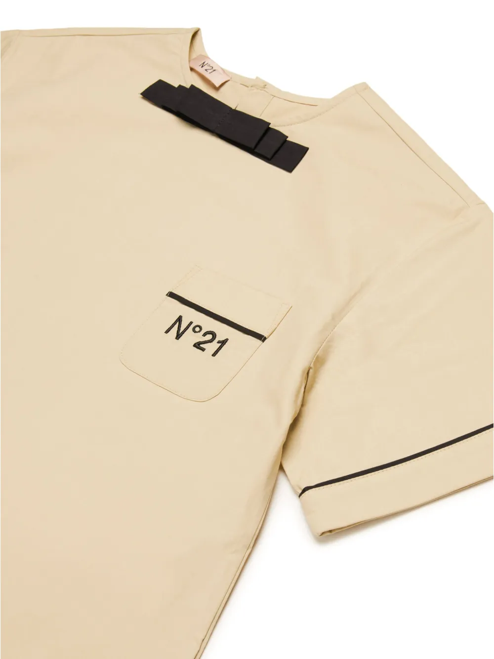 N°21 Abito In Popeline Con Fiocchetto In Neutrals