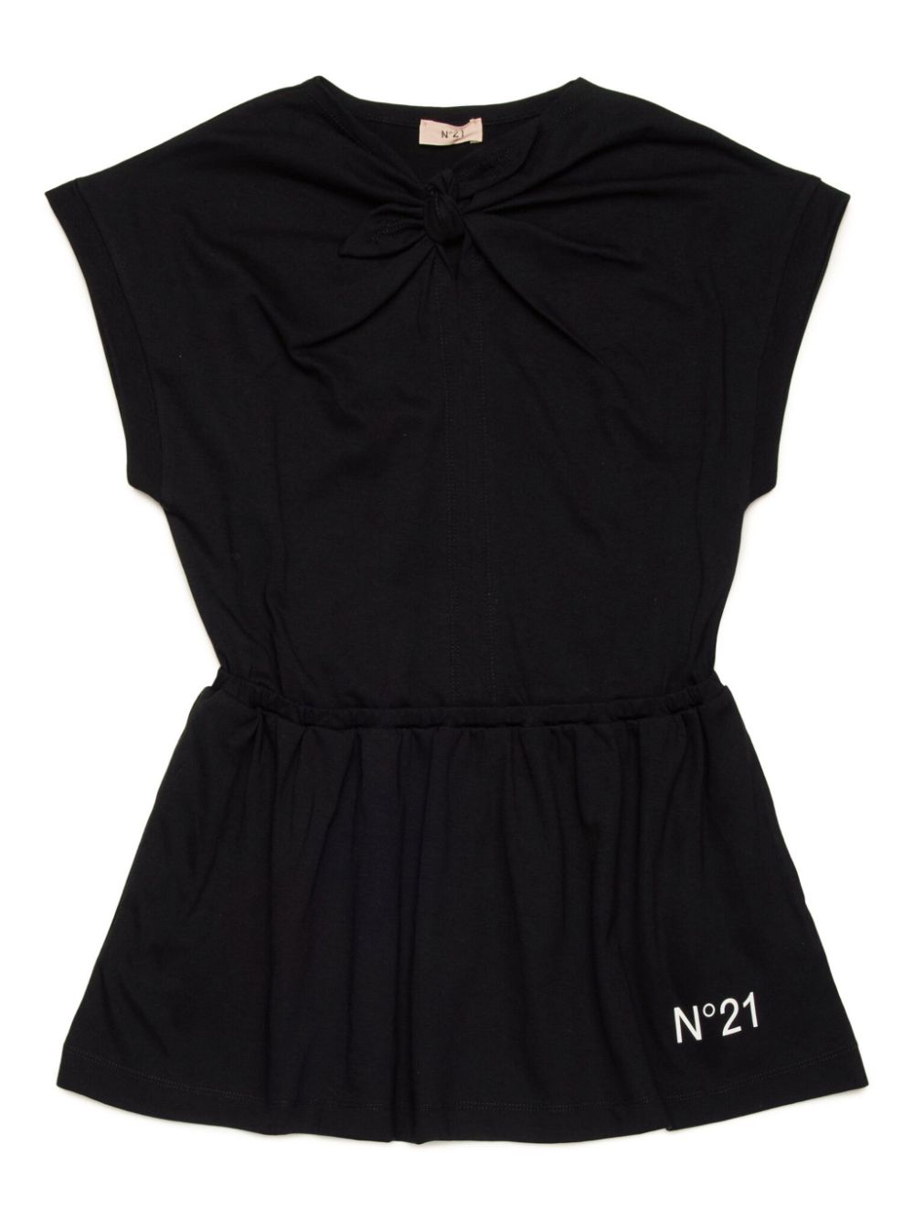 Nº21 Kids gathered cotton dress - Black