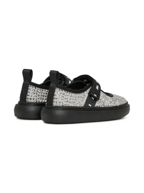 Marni Kids حذاء باليرينا مزين بحجر الراين