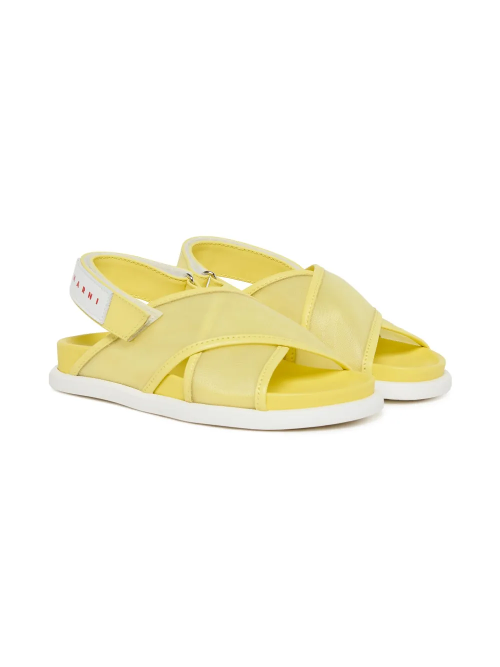 Marni Kids logo-print sandals Yellow