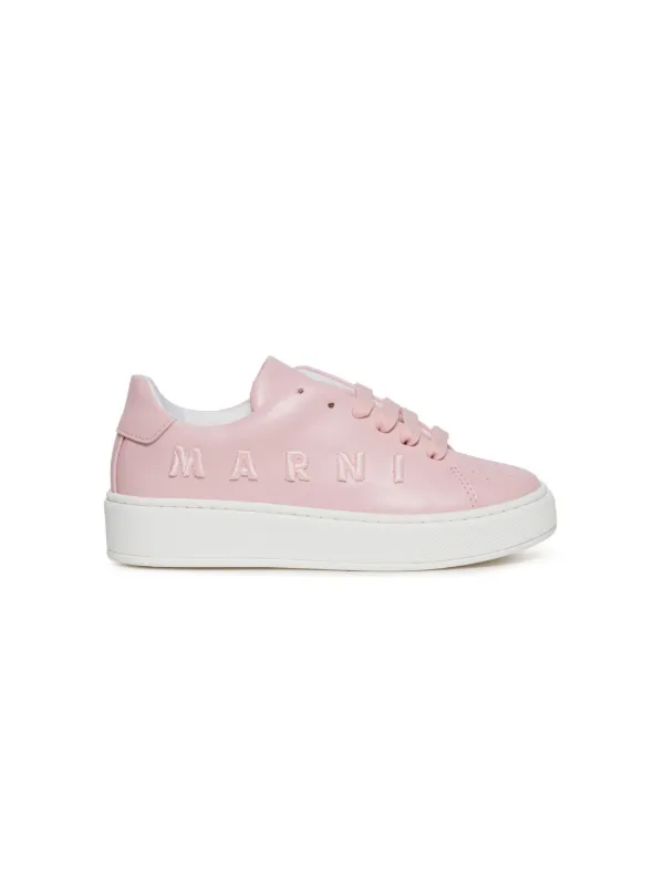 スニーカー MARNI Laced Up Sneakers - Marni - Leather - Pink Marni Kids logo-embroidered Sneakers | Pink | FARFETCH