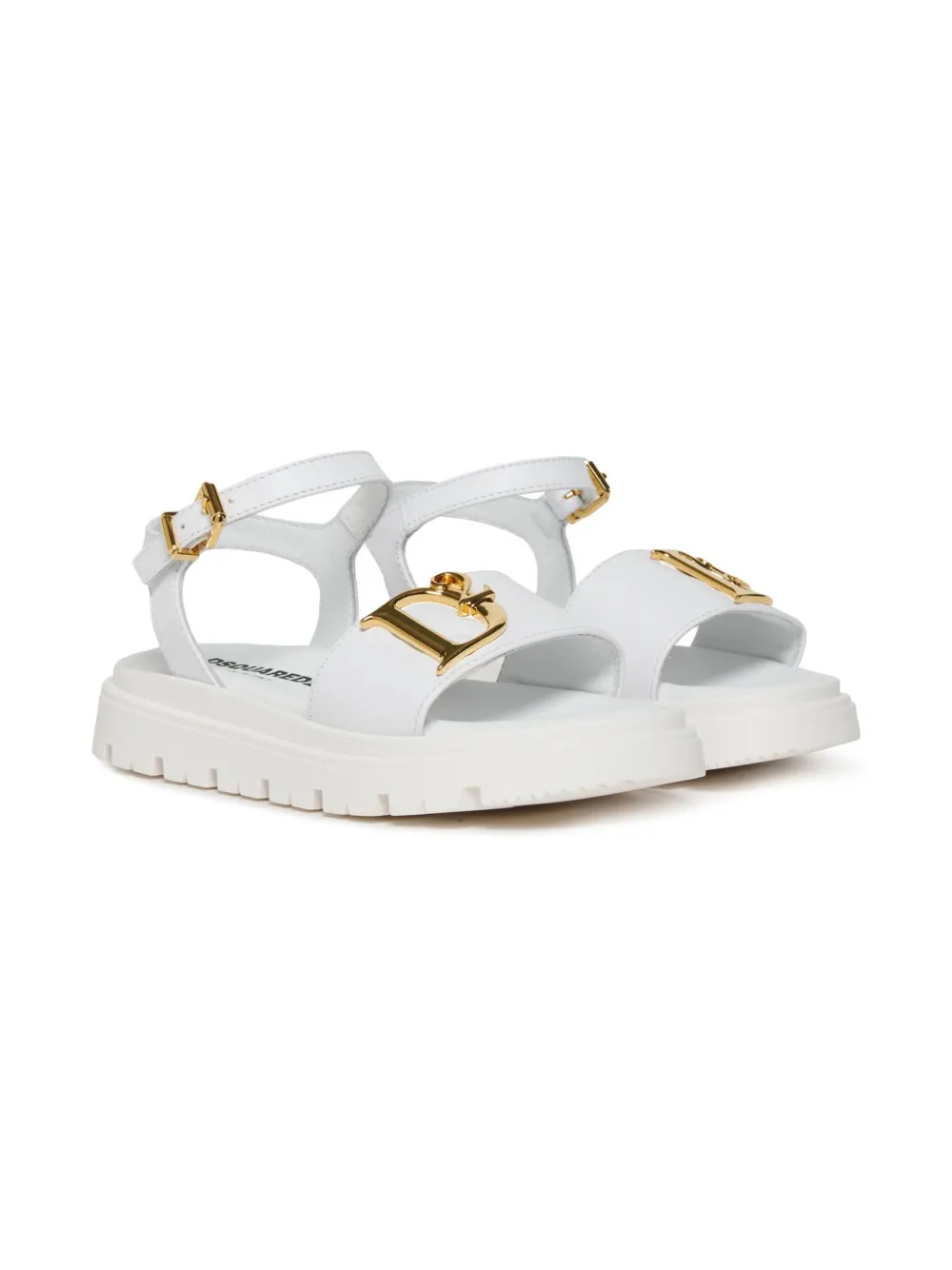 DSQUARED2 KIDS Slippers met logo-applicatie Wit