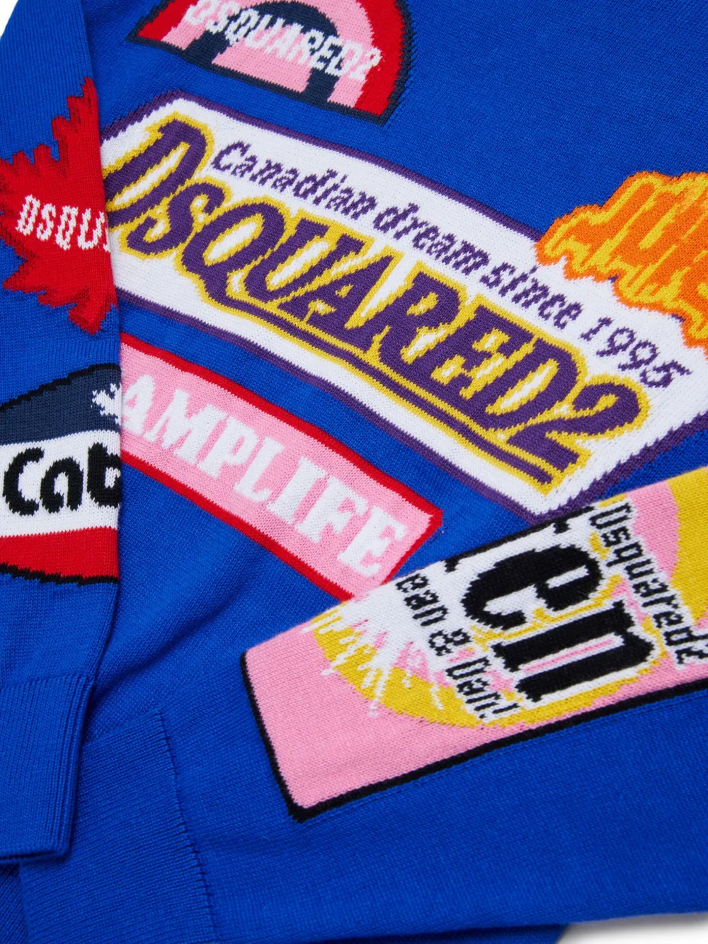 DSQUARED2 KIDS Trui met intarsia logo Blauw