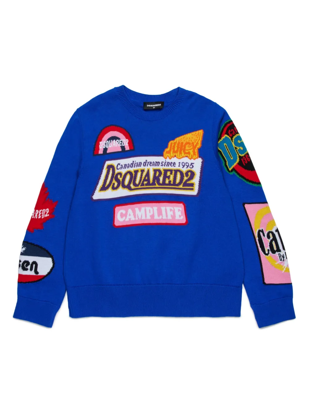 DSQUARED2 KIDS Trui met intarsia logo Blauw