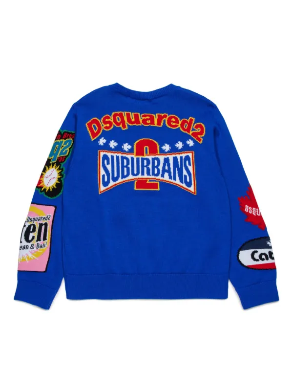 DSQUARED2 KIDS logo-intarsia Sweater Blue FARFETCH TW - Main Image