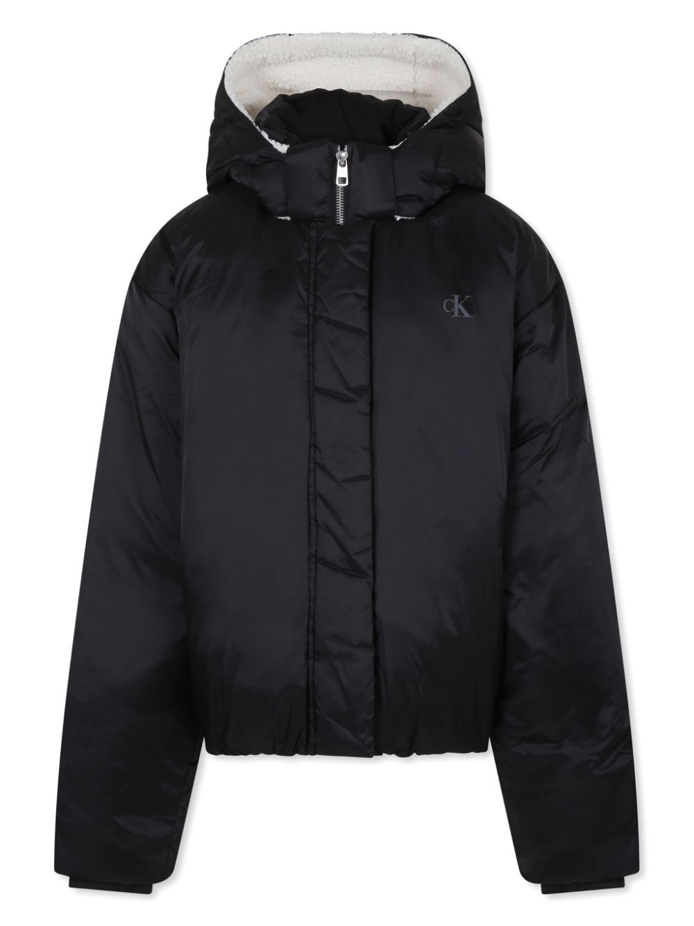 Calvin Klein Kids cropped puffer jacket - Black