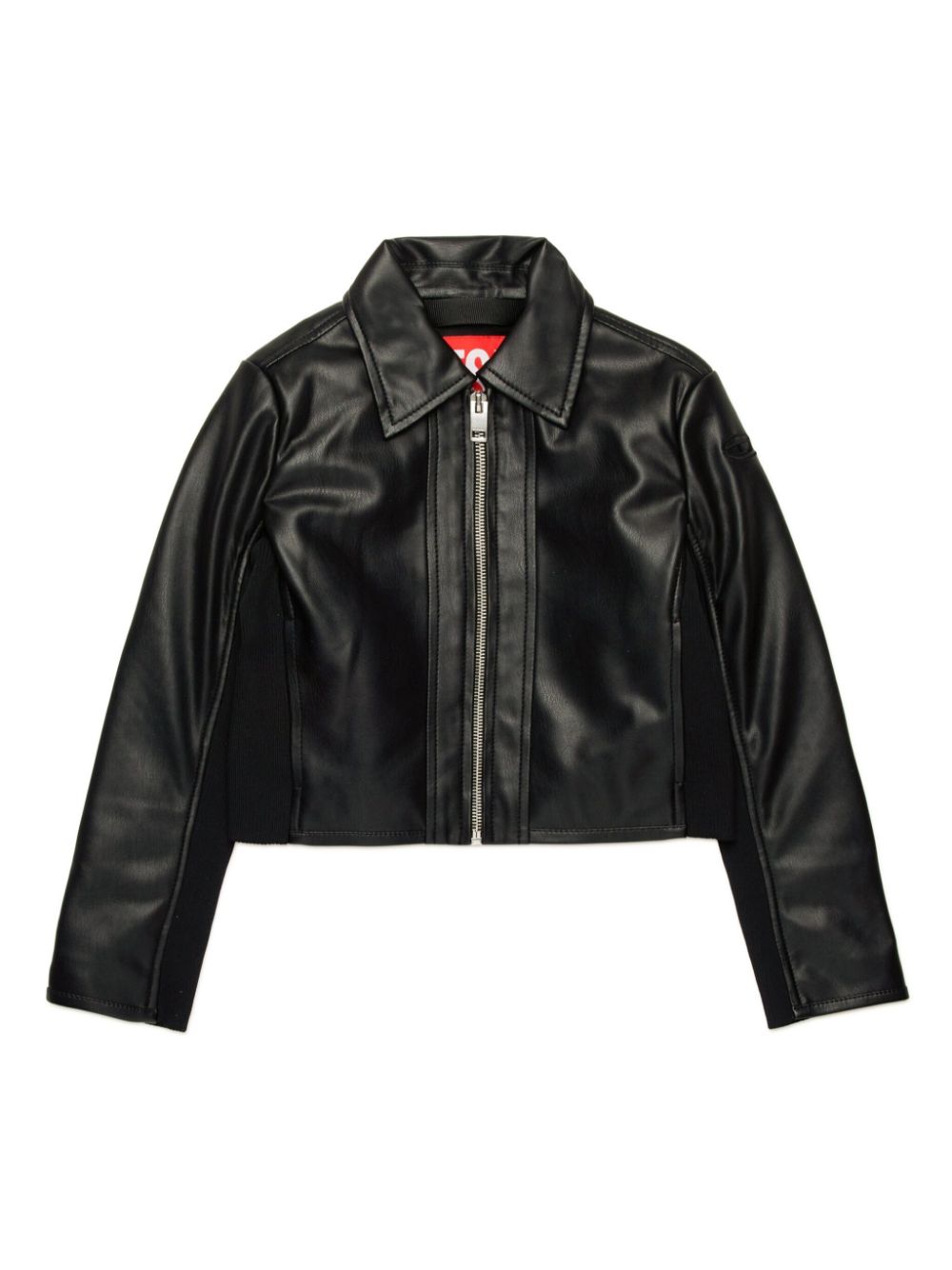 Diesel Kids Bikerjack met logo-applicatie Zwart