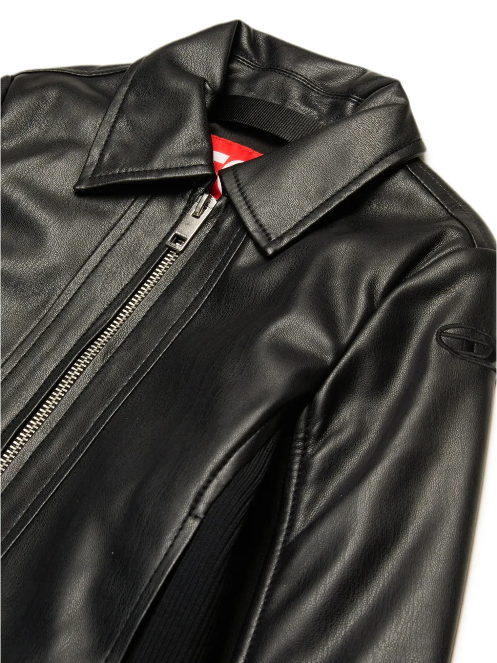 Diesel Kids Bikerjack met logo-applicatie Zwart