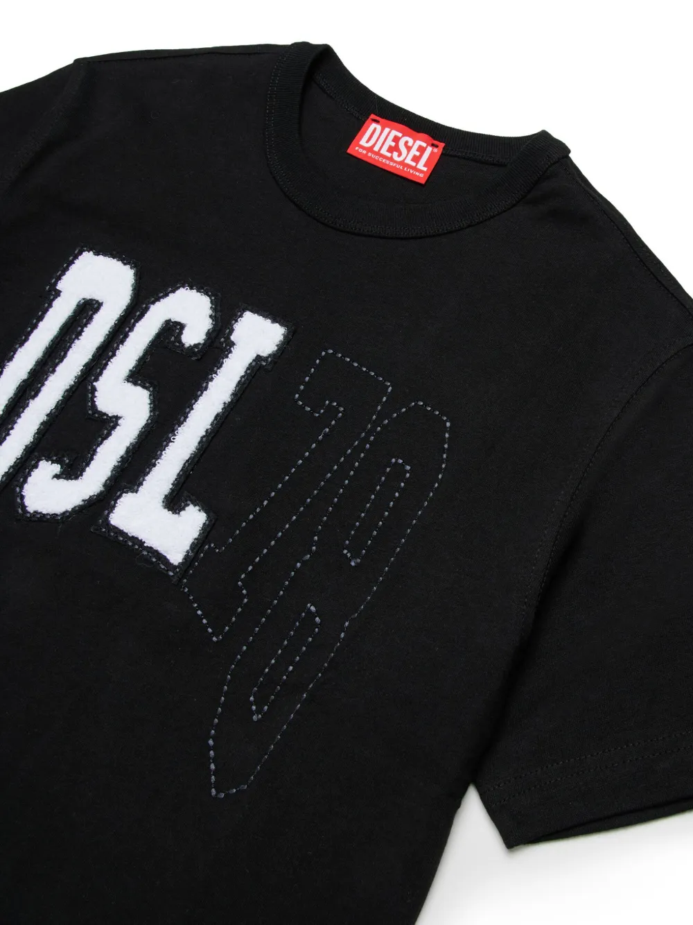 Diesel Kids T-shirt met logopatch Zwart