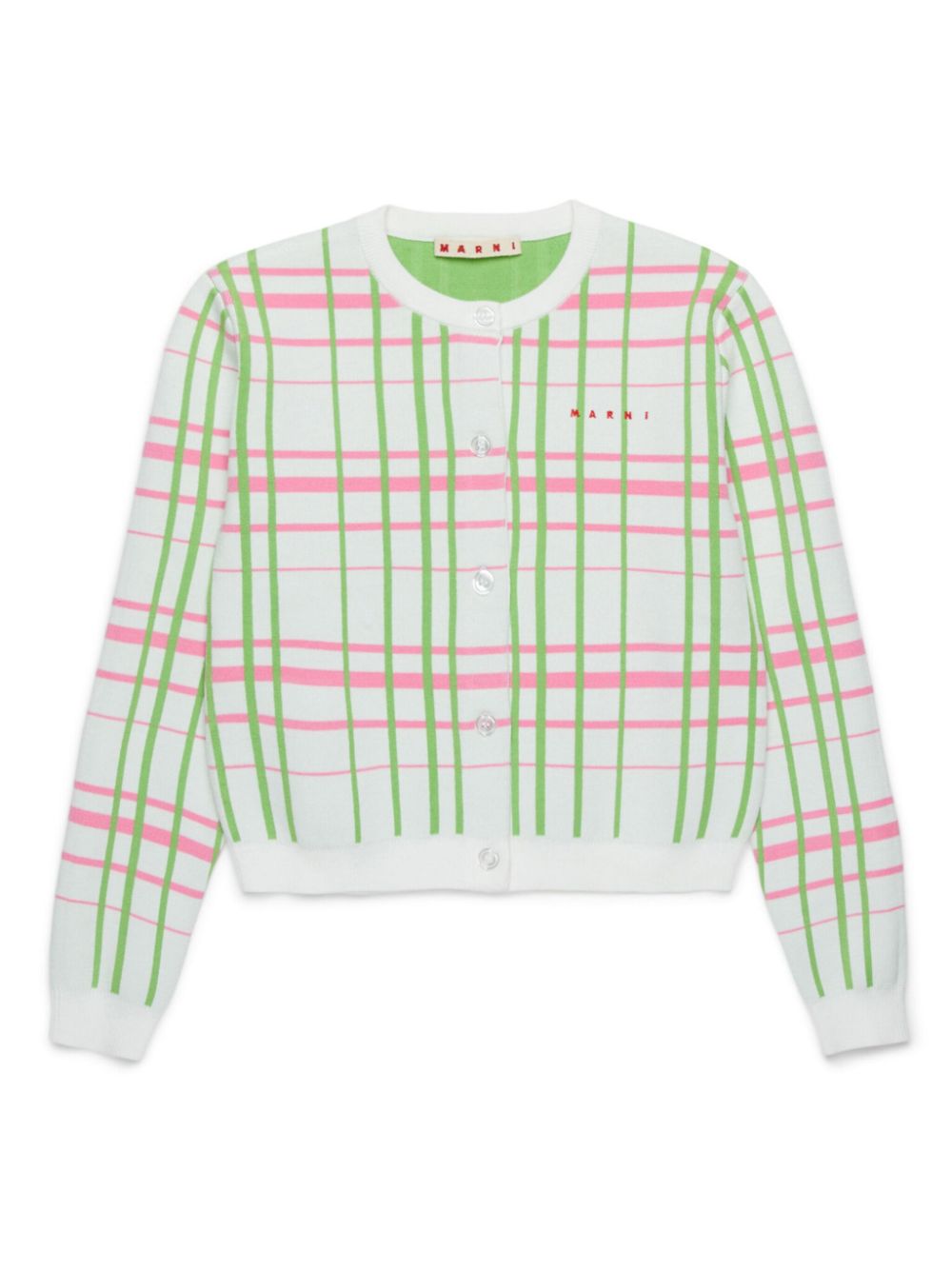 Marni Kids plaid-check cardigan - White