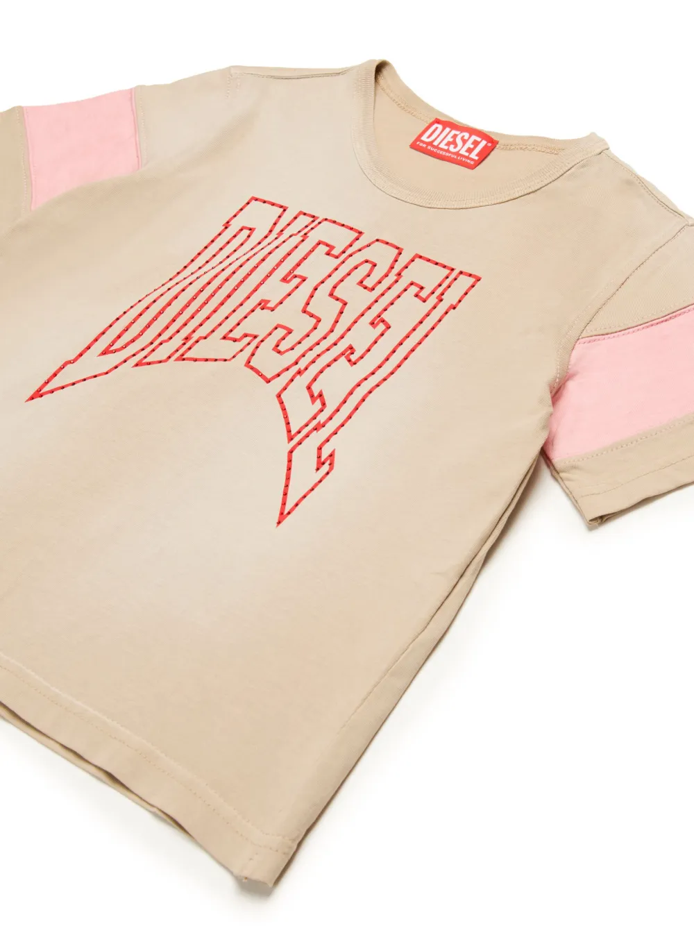 Diesel Kids T-shirt met geborduurd logo Beige