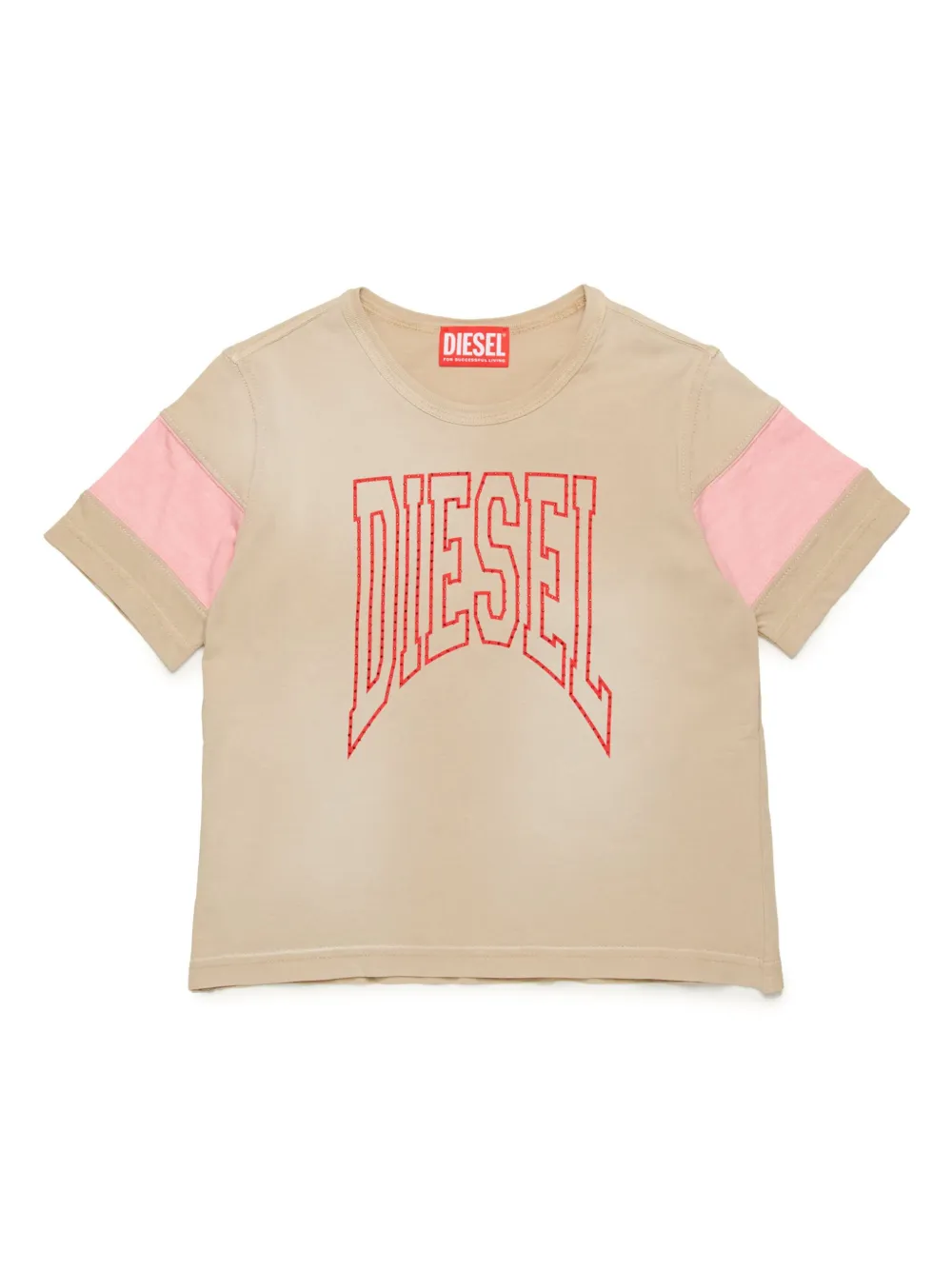 Diesel Kids T-shirt met geborduurd logo Beige