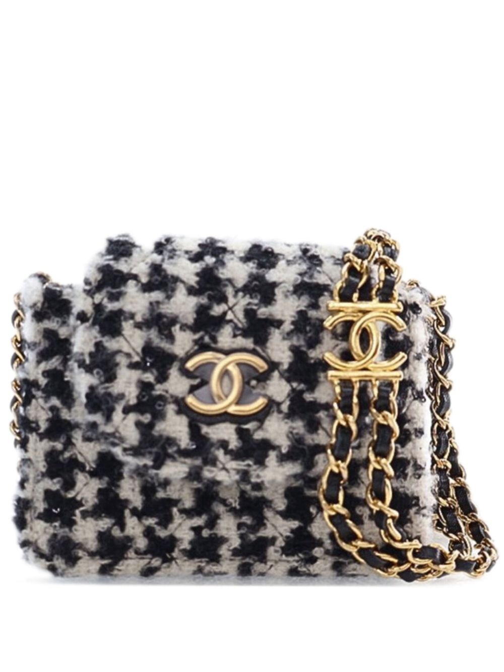 Affordable HOT SALE CHANEL 2021-2024 Mini CC Tweed Houndstooth Accordion Flap crossbody bag Women