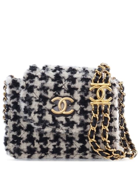 CHANEL 2021-2024 Mini CC Tweed Houndstooth Accordion Flap crossbody bag Women