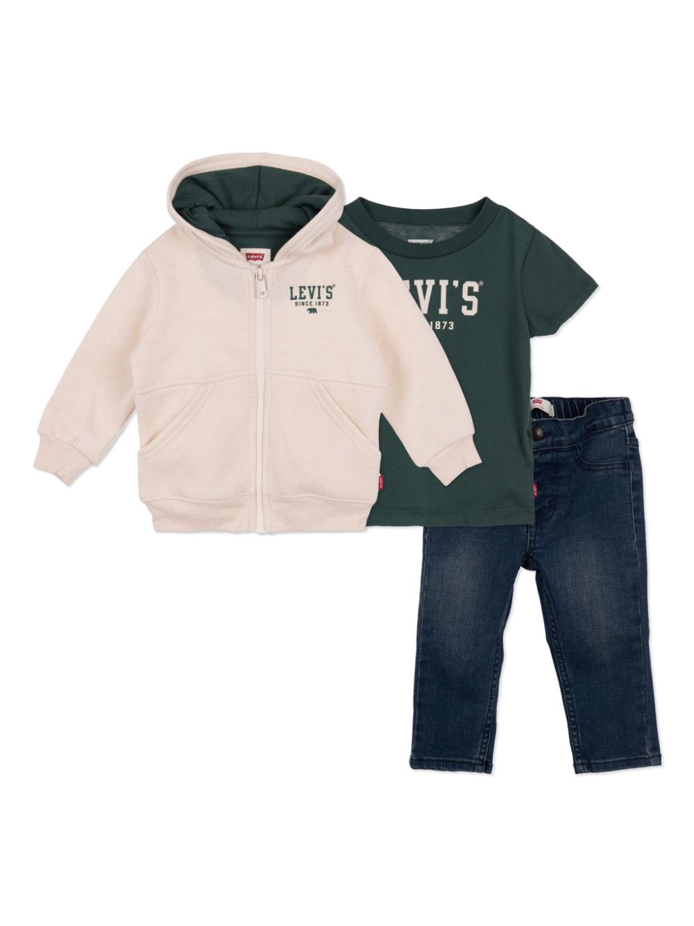 Levi's Kids jacket T-shirt jeans set Beige