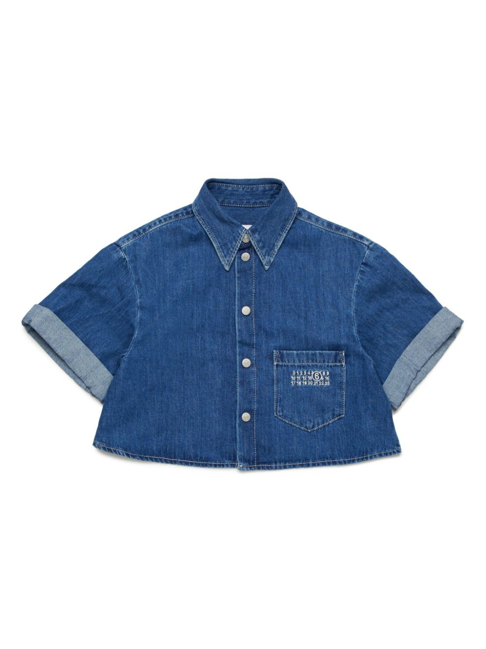 MM6 Maison Margiela Kids cropped denim shirt - Blue