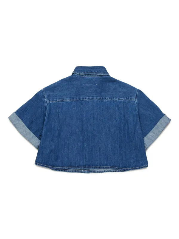 MM6 Maison Margiela Kids Cropped Denim Shirt | Blue