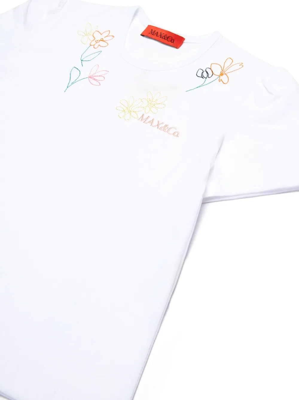 Max & Co Floral Embroidery T-shirt In White