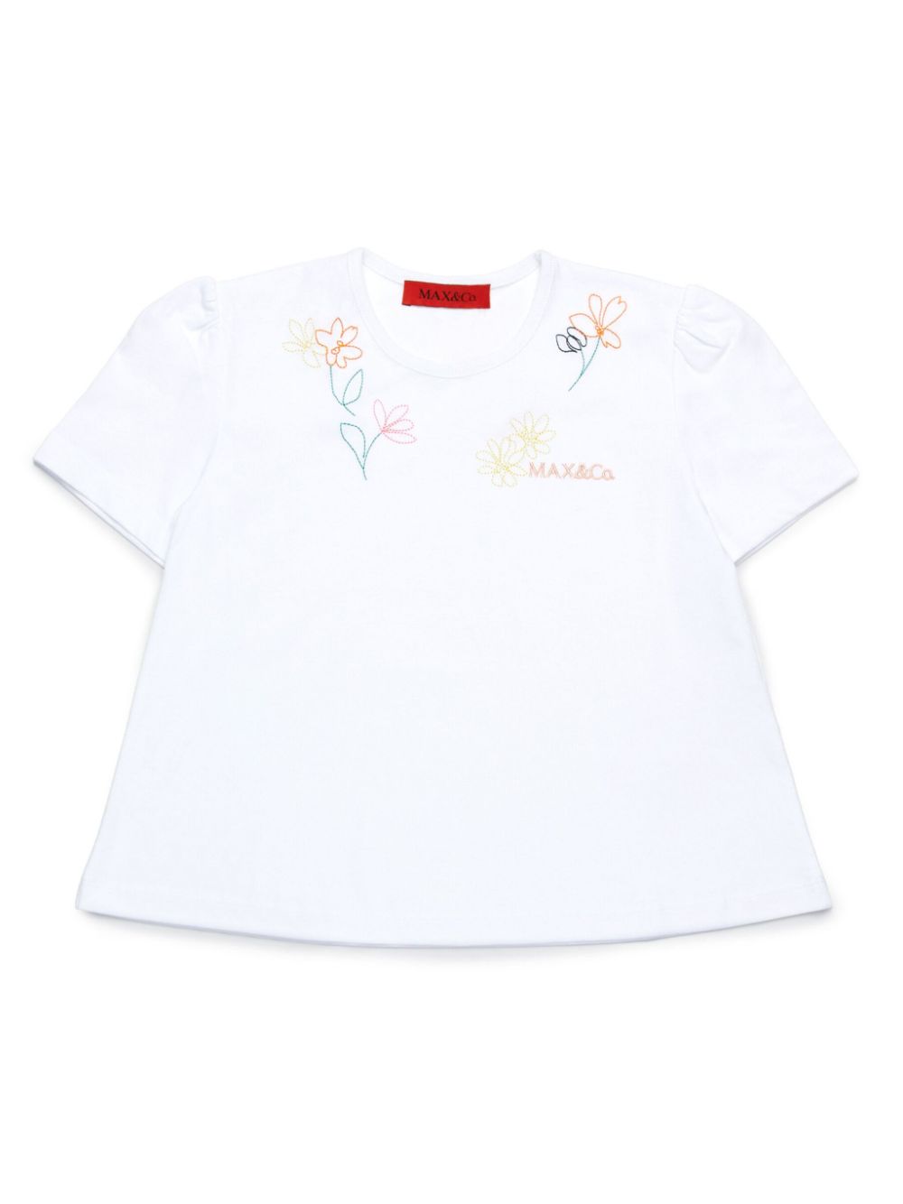 MAX&Co. Kids floral embroidery T-shirt - White