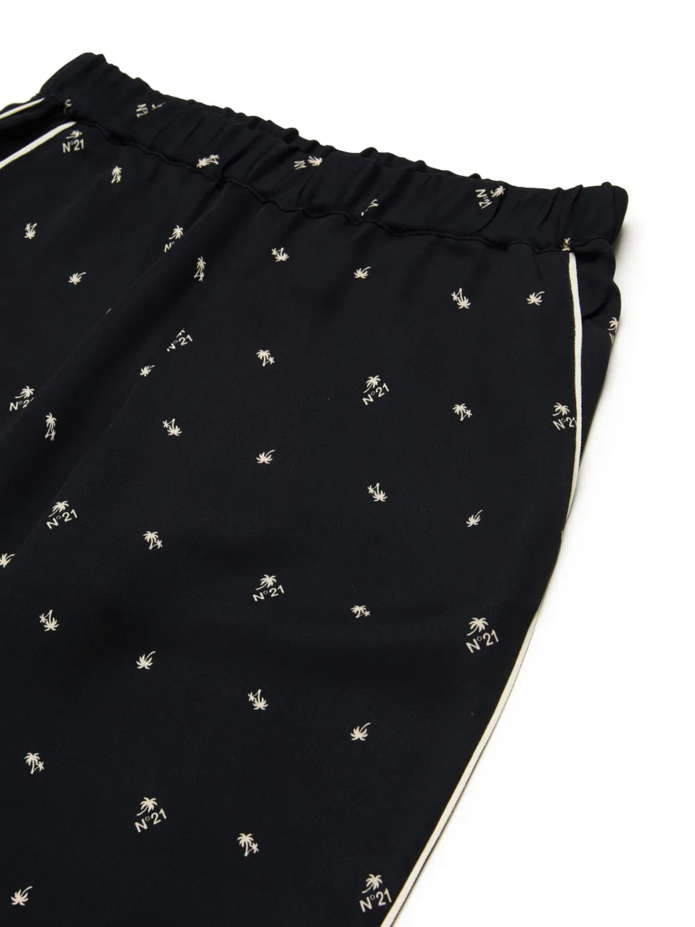 N°21 Pantaloni Wide Leg In Crêpe Allover Palms In Black