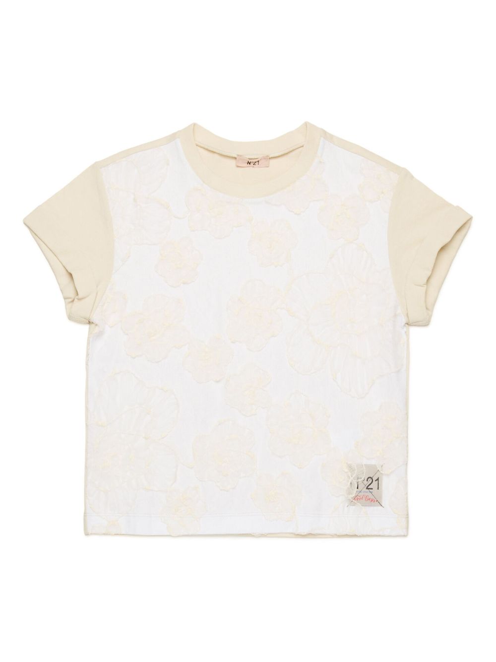 Nº21 Kids floral-lace T-shirt - White