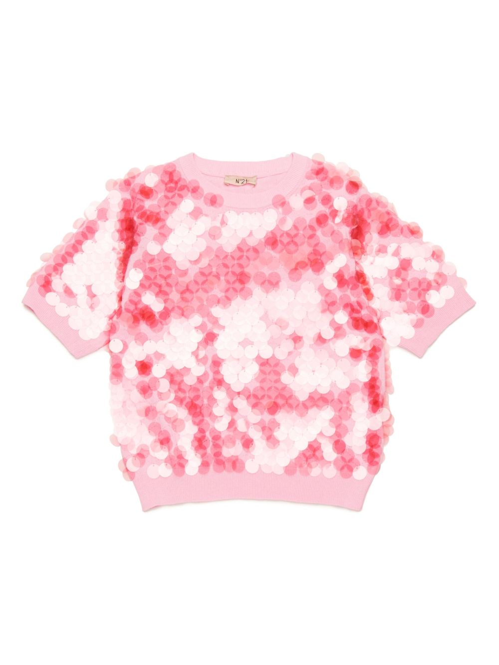 Nº21 Kids paillette-embellished T-shirt - Pink