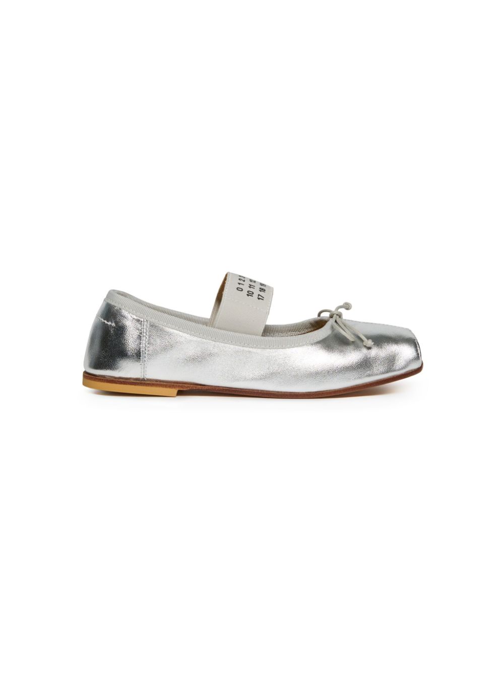 MM6 Maison Margiela Kids logo-print ballet flats - Zilver