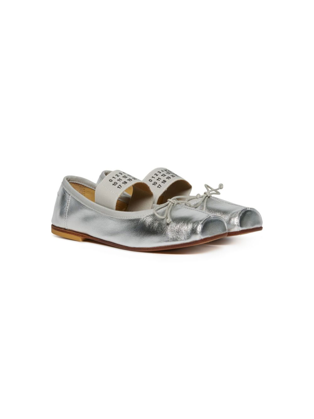 MM6 Maison Margiela Kids logo-print ballet flats Silver