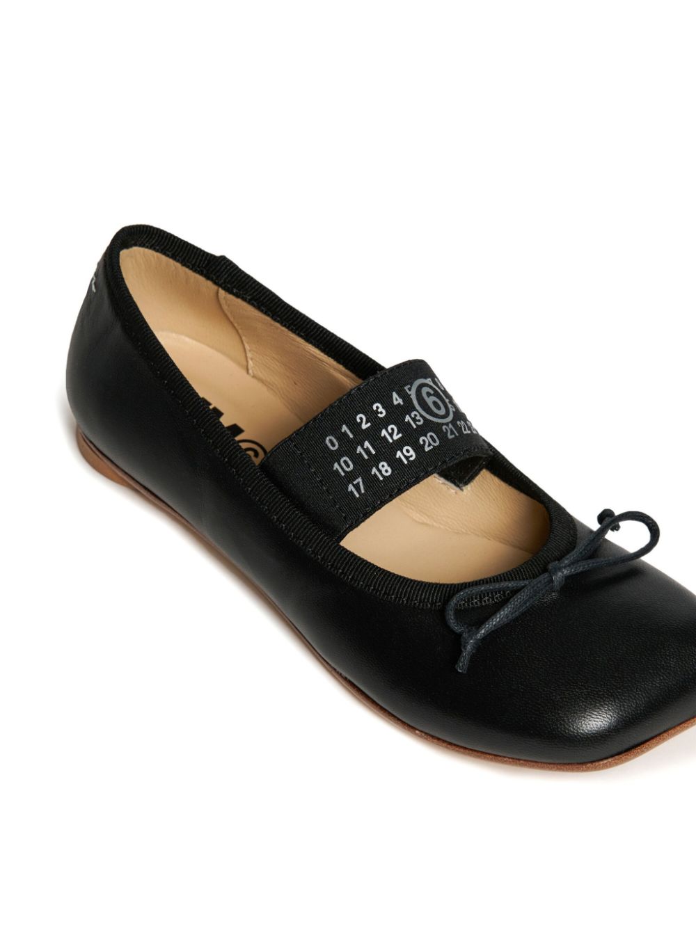 MM6 Maison Margiela Kids logo-print ballet flats AH990 BLACK