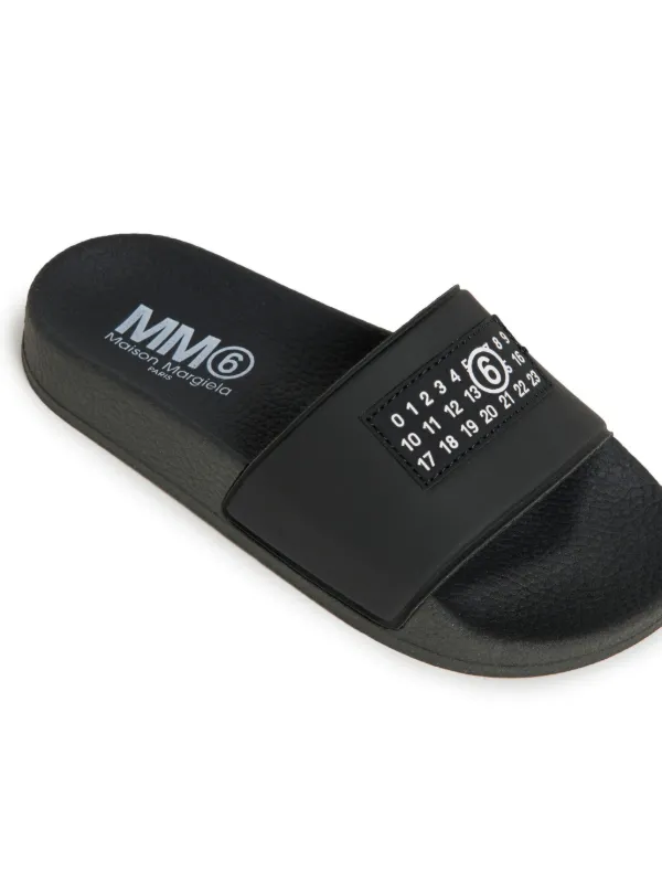 MM6 ブラック スポーツサンダル MM6 Maison Margiela Kids テキストデザイン サンダル