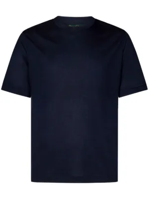 Prada logo-embroidered Cotton T-shirt | Blue | FARFETCH
