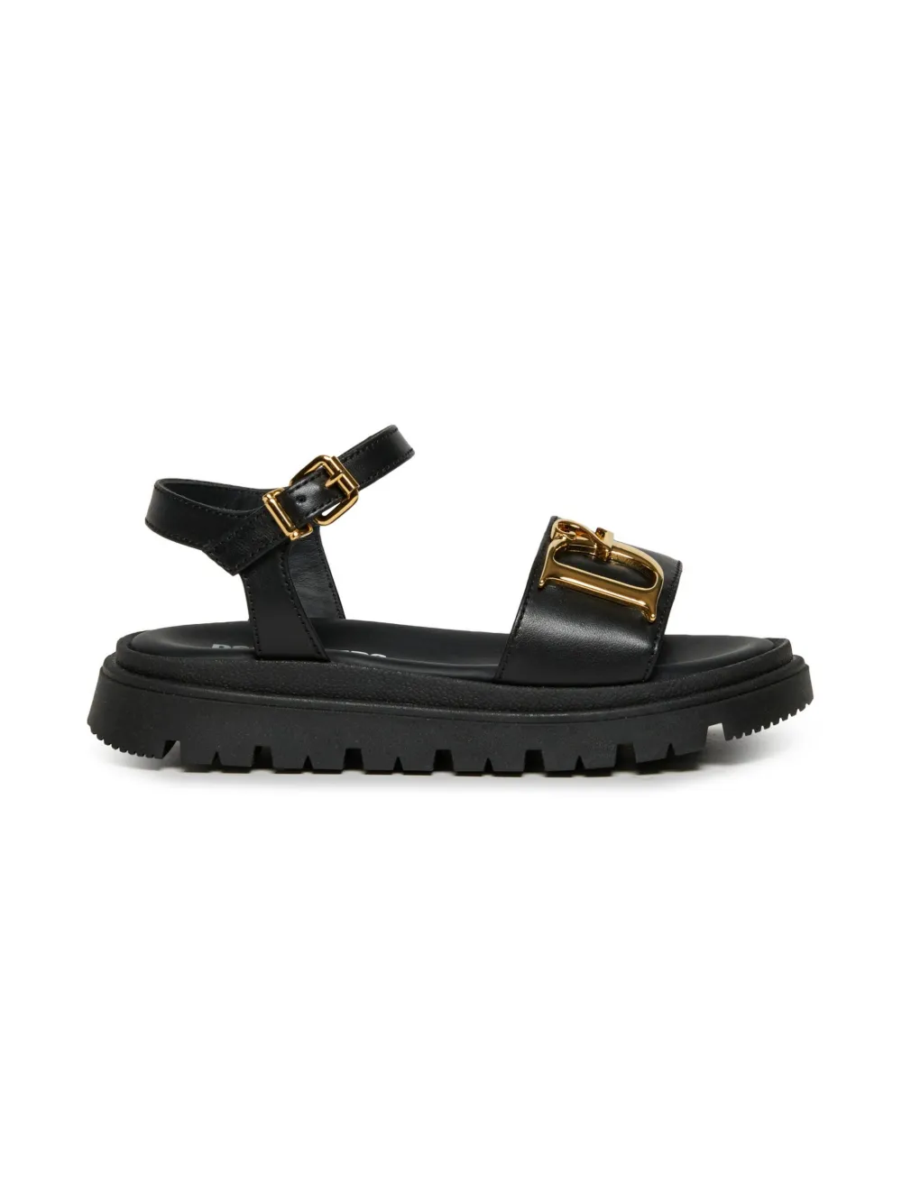 DSQUARED2 KIDS logo-appliqué sandals - Zwart