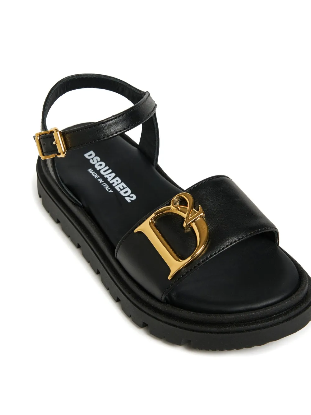 DSQUARED2 KIDS Slippers met logo-applicatie Zwart