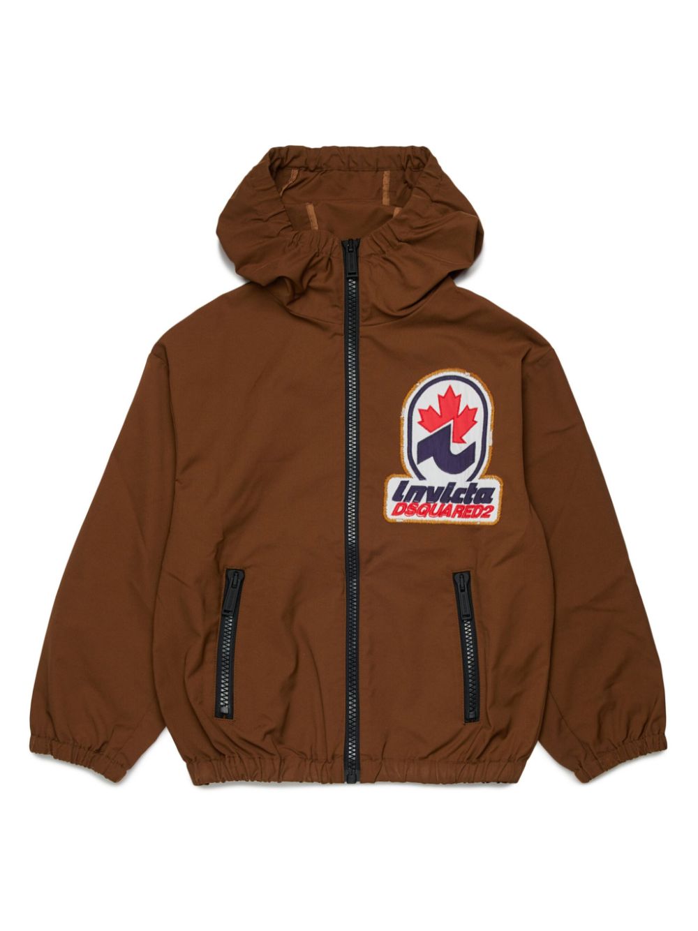 DSQUARED2 KIDS logo-patch raincoat - Brown