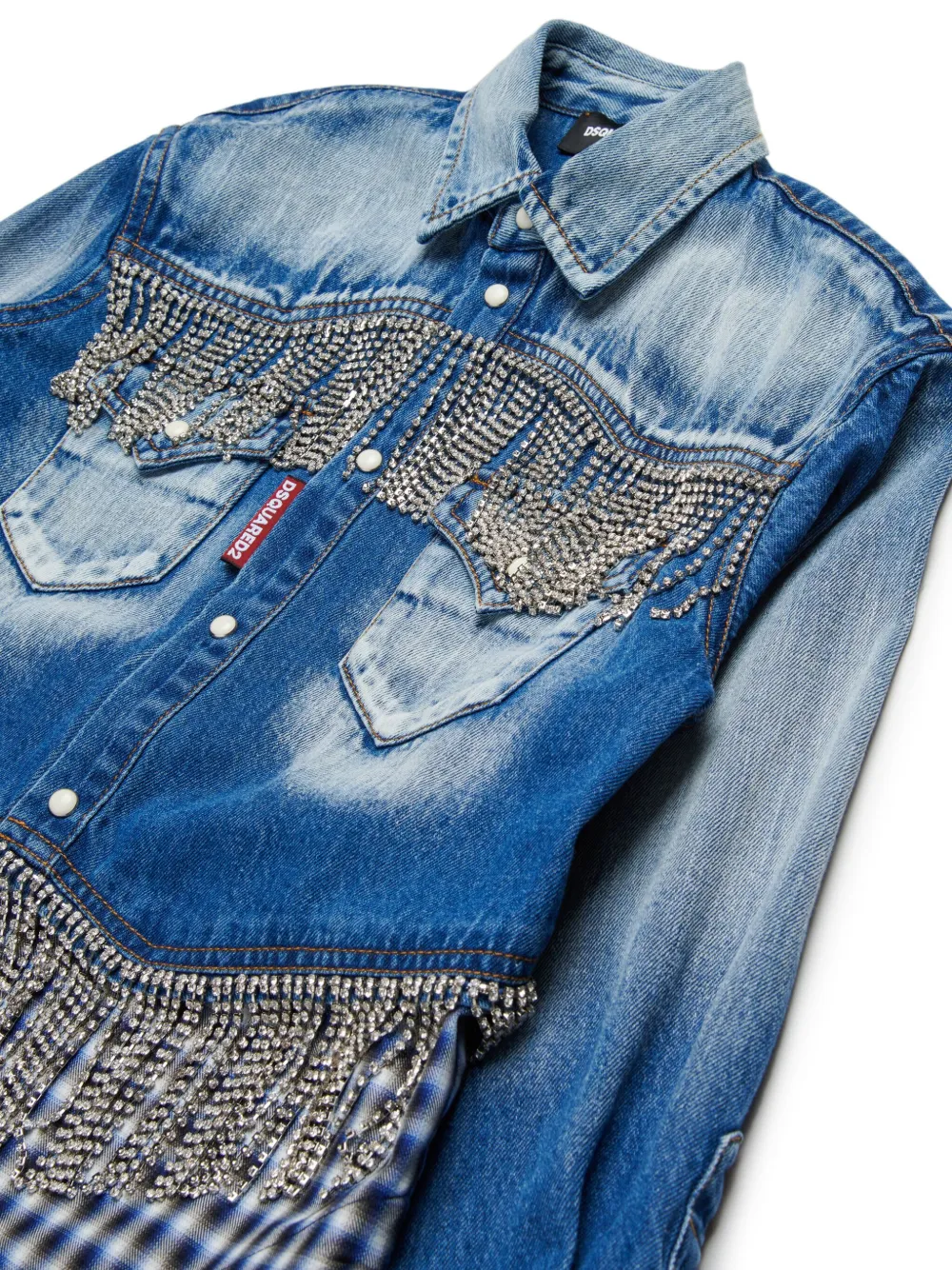 DSQUARED2 KIDS Shirt verfraaid met kristallen Blauw